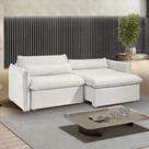 Sofá Cama Retrátil e Reclinável 200cm Aurora Boucle Bege Gelo
