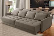 Sofá Cama Retrátil e Reclinável 2,10m com Molas Cairo Veludo Cappuccino Mirra Decor