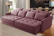 Sofá Cama Retrátil e Reclinável 2,10m com Molas Cairo Veludo Rosê Mirra Decor
