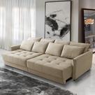 Sofá Cama Retrátil e Reclinável 2,10m com Molas Carol Veludo Bege Adonai Estofados Sofá Cama Retrátil e Reclinável 2,10m com Molas Carol Veludo Bege Adonai Estofados