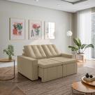 Sofá Cama Retrátil e Reclinável 3 Lugares 180cm em Veludo Palmeira CabeCasa MadeiraOriginals Bege