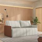 Sofá Cama Retrátil e Reclinável 3 Lugares 200cm Jequitibá CabeCasa MadeiraOriginals Caramelo/Bege