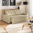 Sofá Cama Retrátil e Reclinável 3 Lugares 220cm em Veludo Palmeira CabeCasa MadeiraOriginals Bege Sofá Cama Retrátil e Reclinável 3 Lugares 220cm em Veludo Palmeira CabeCasa MadeiraOriginals Bege