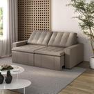 Sofá Cama Retrátil e Reclinável 3 Lugares 220cm em Veludo Palmeira CabeCasa MadeiraOriginals Castor