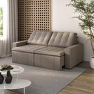 Sofá Cama Retrátil e Reclinável 3 Lugares 220cm em Veludo Palmeira CabeCasa MadeiraOriginals Castor