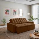 Sofá Cama Retrátil e Reclinável 3 Lugares 260cm em Veludo Palmeira CabeCasa MadeiraOriginals Marrom
