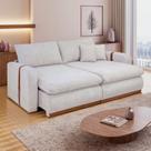 Sofá Cama Retrátil e Reclinável 3 Lugares Bouclé Gelo França 210cm Yescasa