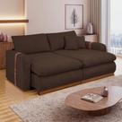 Sofá Cama Retrátil e Reclinável 3 Lugares Pés Madeira Maciça 230cm França Yescasa