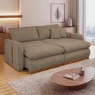 Sofá Cama Retrátil e Reclinável 3 Lugares Pés Madeira Maciça 230cm França