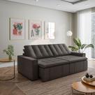 Sofá Cama Retrátil e Reclinável 4 Lugares 280cm em Linho Palmeira CabeCasa MadeiraOriginals Grafite Sofá Cama Retrátil e Reclinável 4 Lugares 280cm em Linho Palmeira CabeCasa MadeiraOriginals Grafite