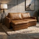 Sofá-Cama Retrátil e Reclinável Couro Legítimo 2 Lugares 180cm Cannes Camel