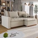 Sofá Cama Retrátil em Madeira Eucalipto e Bouclê 200cm Flórida