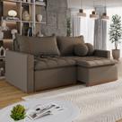 Sofá Cama Retrátil em Madeira Eucalipto e Bouclê 200cm Flórida