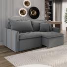 Sofá Cama Retrátil em Madeira Eucalipto e Bouclê 220cm Creta