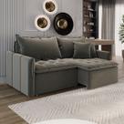 Sofá Cama Retrátil em Madeira Eucalipto e Linho 220cm Creta