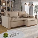 Sofá Cama Retrátil em Madeira Eucalipto e Linho 220cm Flórida