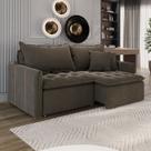 Sofá Cama Retrátil em Madeira Eucalipto e Veludo 200cm Creta