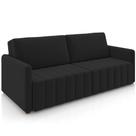 Sofá Cama Retrátil para Sala de Estar 192cm Porthos M03 Veludo Preto - Lyam Decor