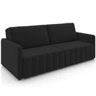 Sofá Cama Retrátil para Sala de Estar 192cm Porthos M03 Veludo Preto - Lyam Decor