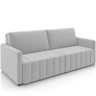 Sofá Cama Retrátil para Sala de Estar 220cm Porthos M03 Veludo Cinza - Lyam Decor