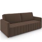 Sofá Cama Retrátil para Sala de Estar 220cm Porthos M03 Veludo Marrom - Lyam Decor