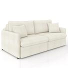 Sofá Cama Retrátil Para Sala de Estar 254cm Una K01 Bouclê Cru - Lyam Decor