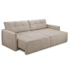 Sofá Cama Retrátil Para Sala de Estar 3 Lugares 222cm Galileu F04 Linho Cru - Lyam Decor