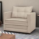 Sofá Cama Retrátil Suede Bege Londres Sofá Cama Retrátil Suede Bege Londres