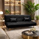 Sofá Cama Silver 3 Lugares Reclinável Casal Corano Preto Fosco - Shop das Cabeiceiras