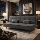 Sofá Cama Silver 3 Lugares Reclinável Suede Cinza Chumbo 1,92 - Star Confort