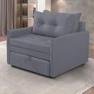 Sofá Cama Solteiro 95cm Linho Chumbo Montreal
