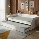 Sofá Cama Solteiro Duo com Cama Auxiliar em Mdf Reforçado 15mm Branco Sofá Cama Solteiro Duo com Cama Auxiliar em Mdf Reforçado 15mm Branco