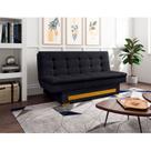 Sofa Cama Suede 2 Lugares com Baú Berilo Espresso Móveis Preto