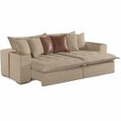 Sofá Cama Tebas 4 Lugares Retrátil e Reclinável 250cm Tecido Linho Innove Cor Capuccino