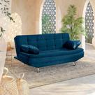 Sofá Cama Valencia 3 Lugares Reclinável Material Azul - Star Confort