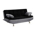 Sofá Cama Valencia 3 Lugares Reclinável Material Sintético Preto com Chumbo Speciale Home
