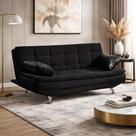 Sofá Cama Valencia 3 Lugares Reclinável Material Sintético Preto - Shop das Cabeceiras