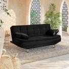 Sofá Cama Valencia 3 Lugares Reclinável Material Sintético Preto - Star Confort