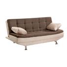 Sofá Cama Valencia 3 Lugares Reclinável Veludo Bege Marfim e Marrom Chocolate - Speciale Home