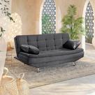 Sofá Cama Valencia 3 Lugares Reclinável Veludo Cinza - Star Confort