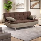 Sofá Cama Valencia 3 Lugares Reclinável Veludo Marrom Chocolate e Marrom Castor - Shop das Cabeceiras