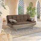 Sofá Cama Valencia 3 Lugares Reclinável Veludo Marrom Chocolate e Marrom Castor - Star Confort