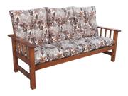 Sofá Cancún 3 Lugares de Madeira Banco C/ Almofadas Estampada Floral Marrom