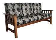 Sofá Cancún 3 Lugares de Madeira Banco Super Resistente Estampa Floral Preta