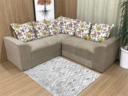 Sofá Canto Bege com Floral 602/78 Belo