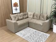 Sofá Canto Bege com Floral 607/322 Belo