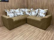 Sofá Canto Bege com Floral 607/82 Belo