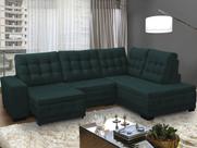 Sofá Canto Chaise 5 Lugares Retrátil Reclinável 285 Cm Mola Bonnel Pillow Rio Veludo Verde - SóSofá