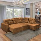 Sofá Canto Chaise D Retrátil 285 Cm 6 Lugares São Paulo Reclinável Mola D26 Veludo Terracota-SóSofá