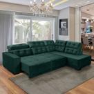 Sofá Canto Chaise D Retrátil 285 Cm 6 Lugares Sttilo Reclinável Mola D26 Suede Verde - SóSofá Sofá Canto Chaise D Retrátil 285 Cm 6 Lugares Sttilo Reclinável Mola D26 Suede Verde - SóSofá